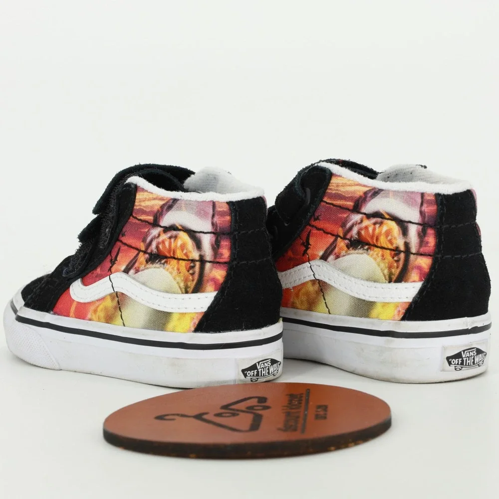 Vans Sk8-Mid Reissue V Toddler Shark Fire Black Suede Sneakers Size 6.0 Toddler